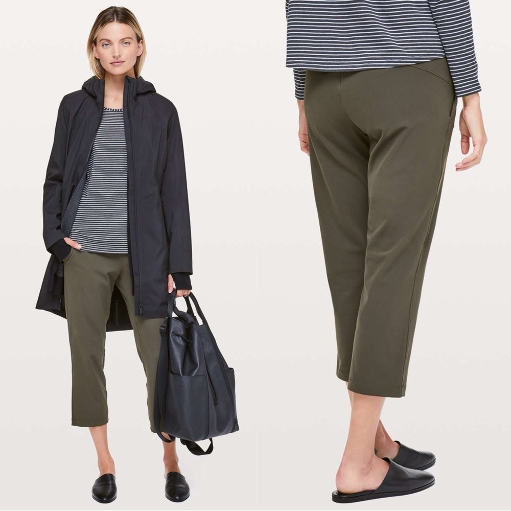 Lululemon On The Fly Crop *23" Dark Olive W6AV6S‎ Size 4
